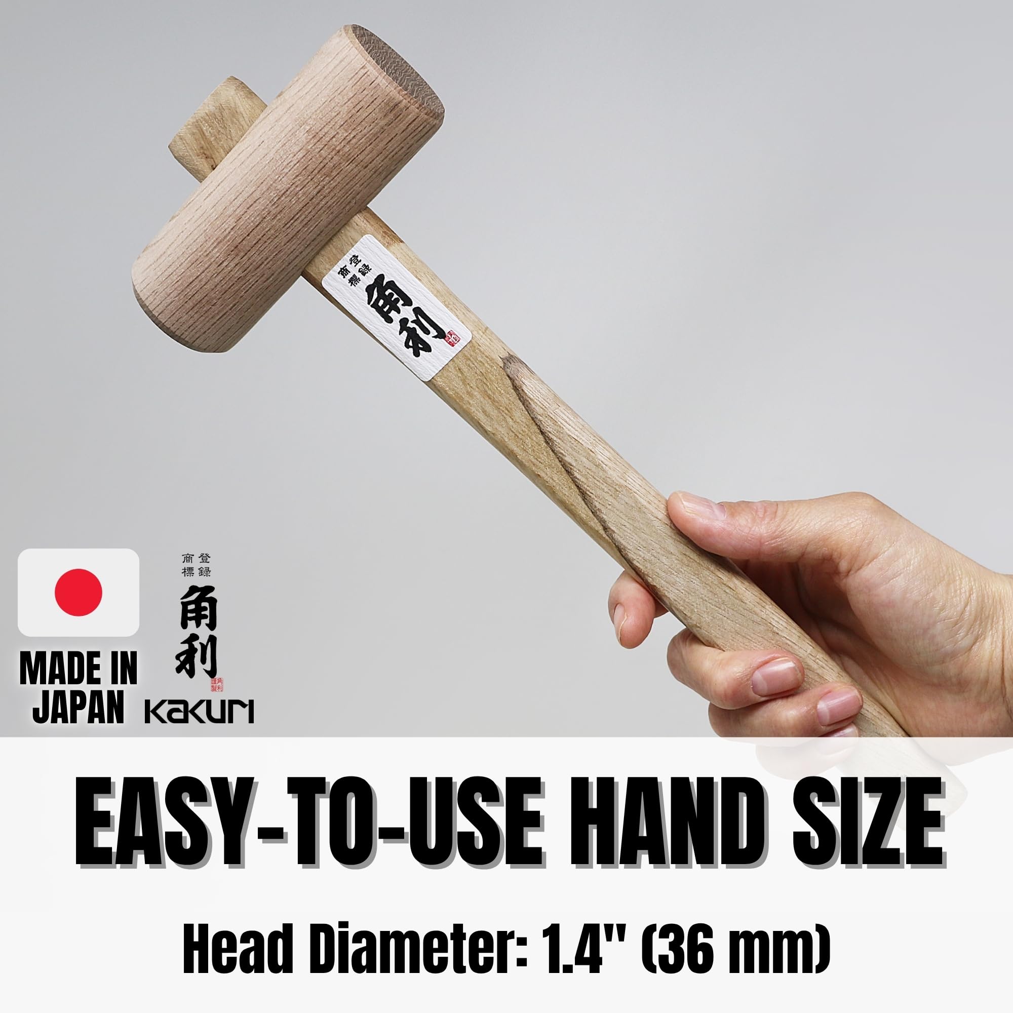 KAKURI Japanese Wooden Mallet Hammer for Woodworking – Small 36mm